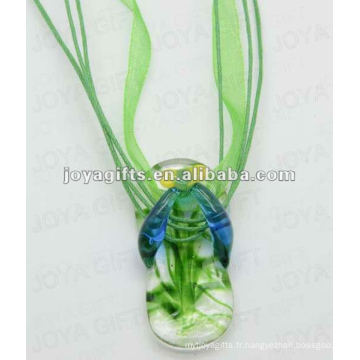 Pendentif en verre Lampwork à faible prix Pendentif Lampwork en verre Collier lampe suspension en verre avec cordon de cire